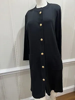 Exclusively Misook Black Cardigan Duster With Gold And Rhinestone Buttons Small • $59.99