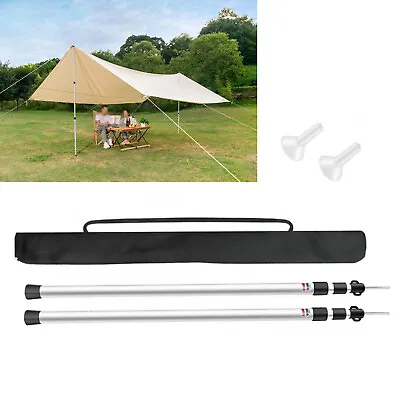 2Pcs Adjustable Aluminum Alloy Camping Tarp 90  Telescoping Tent Canopy Poles US • $25.65