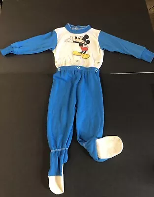 Baby Mickey VTG Sears Sleeper Footed Pajama 12M 2 Piece Set • $25