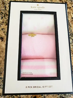 £21.60 • Buy Kate Spade 3 Pk Socks Bridal Gift Set Size 9-11 Pink, Cream Striped Dots Solid