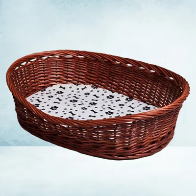 £16.61 • Buy  Wicker Bed Dogs Cats Cushion Bed Basket Rattan Hand Dogs Cats Indoor Sleeping