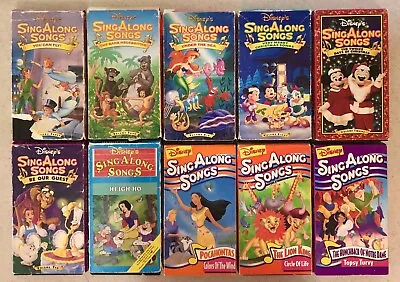 Disneys Sing Along Songs VHS Lot Of 10 - Original Versions 80s 90s • $26.99