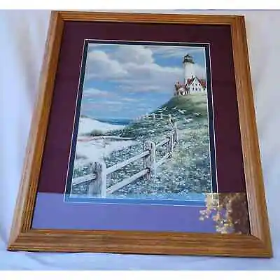 TC Chiu Lighthouse IV Wood Framed Art Print Double Matted 19 X 22 Red Blue • $12.48