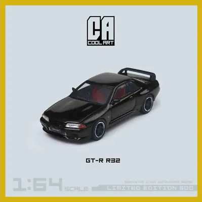 Cool ART Nissan Skyline GT-R R32 Black With Openable Hood 1:64 • $34.99