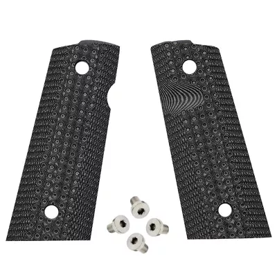 1911 G10 Grips Magwell Cut - Black/ Gray Full Size GK11 + Free Grip Screws • $31.99