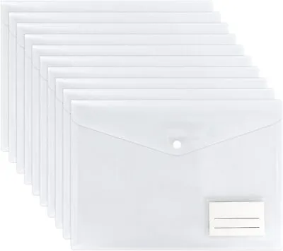 £6.99 • Buy Clear A4 Plastic Wallets Stud Document Wallet Files Folders Filing School Office