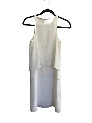 Tibi Womens 0 Ivory White Tissue Silk Double Layered Sleeveless Dress #782 • $24.77