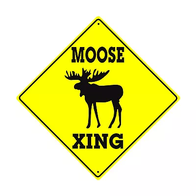 Moose Xing With Moose Graphic Crossing Road Notice Novelty Aluminum Metal Sign • $14.99