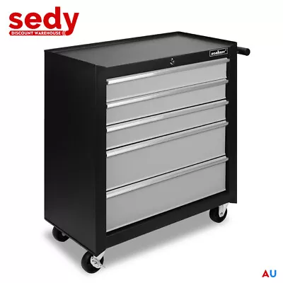 5 Drawer Tool Box Chest Cabinet Mechanic Garage Storage Trolley Grey Workshop • $158.99