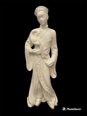 Vintage 1953 Mid-Century Modern Lane Co Glossy White Ceramic Asian Male Figurine • $95