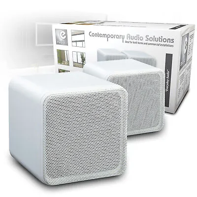 Pair Of Black HiFi Stereo Bookshelf Cube Speakers Home Cinema Surround Sound 4  • £40