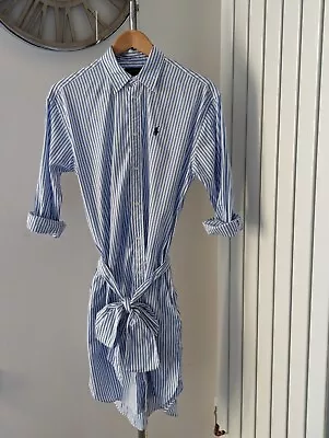 Polo Ralph Lauren Ladies Blue/White Striped Shirt Dress UK Size 10 Bnwt Rrp £179 • £69.99