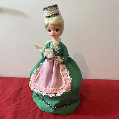 VINTAGE 1970's Bradley Big Eye 32cm Doll Made In Korea Green Dress • $45