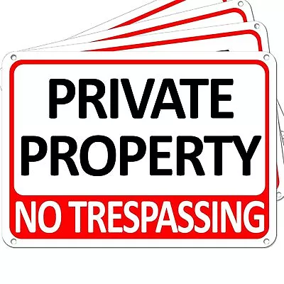 Fuvtory 4-Pack Metal No Trespassing Signs Private Property 10 X 7 Inch Rust F... • $12.01