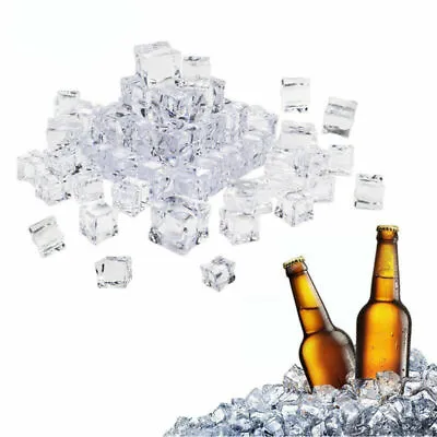 Clear Fake Ice Cubes 50-Piece Fake Diamonds Acrylic Ice Rocks Ice Cube • £11.72