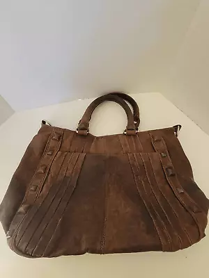 Junior Drake Women's Brown Suede Leather Studded Purse Handbag Large • $34.04