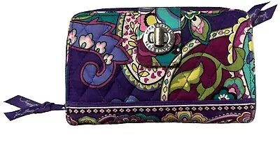 Vera Bradley Turn Lock Wallet Heather Floral Paisley Purple Green Retired 2013 • $19.99