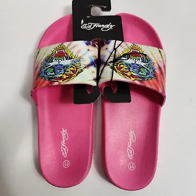 New ED HARDY Women's Size 11 Tiger ELECTRA-01L Slides Pink! • $14.99