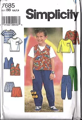 7685 UNCUT Vintage Simplicity Sewing Pattern Boys Top Vest Pants Shorts OOP NEW • $4.89