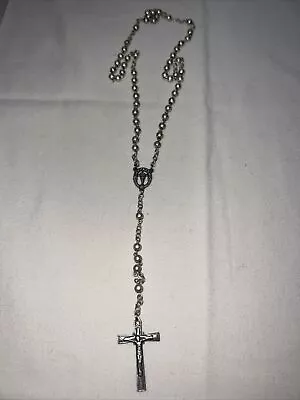 Vintage Sterling Silver Virgin Mary Beaded Rosary Cross 26  10.5g See Details • $35