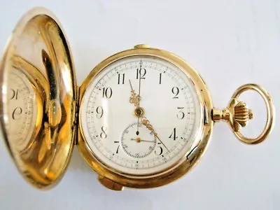 ANTIQUE QUARTER REPEATER & CHRONOGRAPHE POCKET WATCH GENEVE 1886 60mm 128grs    • $11645