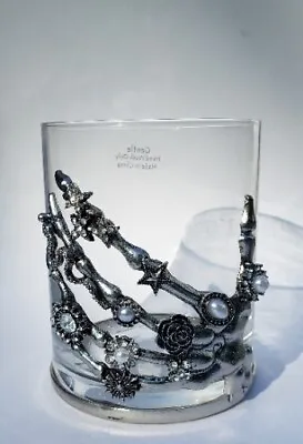 Halloween Rare! Gothic Skeleton Hand Jeweled Bling Wine Cocktail Glass- New! • $30.99