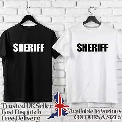 Sheriff T-Shirt TSHIRT - JOKE GIFT TEE NOVELTY TEXT COSTUME COWBOY TEXT • £5.99