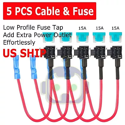 5X Add 15A Circuit Fuse Tap Micro Fuse Holder ATT Mini Low Profile + Fuse • $9.95