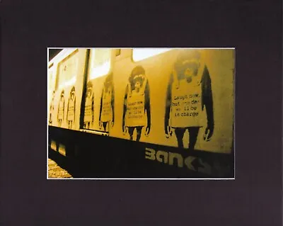 8X10  Matted Print Picture Graffiti Street Art Banksy: Laugh Now Monkeys 2002 • $14.95