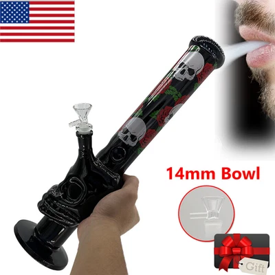 $38.71 • Buy 16 Inch Hookah Smoking Water Pipe Glass Bong Skull Shaped Bubbler Shisha + Bowl