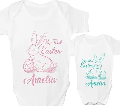 Personalised First Easter Baby Grow 1st Any Name Bunny Bodysuit Babygrow Gift • £7.25