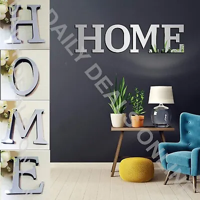£3.35 • Buy 4 Letters Home Furniture Mirror Tiles Wall Sticker Self-Adhesive Art Decor