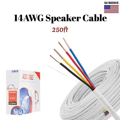 14AWG Speaker Cable 250ft CL2 In Wall 14/4 Gauge 4 Conductor Bulk Audio Wire New • $64.99