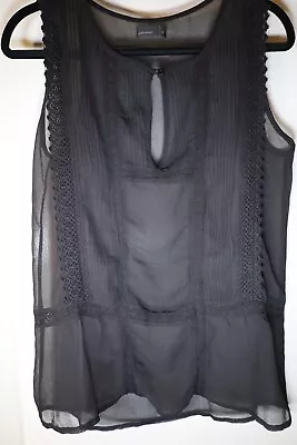 Vera Moda Crocheted Lace Sheer Sleeveless Black Top Size Small Women  • $15