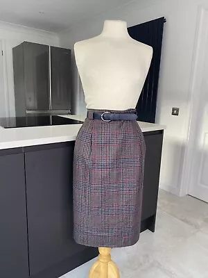 Vintage St Michaels - Size 18 (14) Made In West Germany Wool Skirt Leather Belt • £20