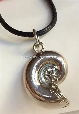 Vtg Mens Nautilus Shell Necklace Shiva Surfing Nautical Womens 22  Silver Plated • $9.99
