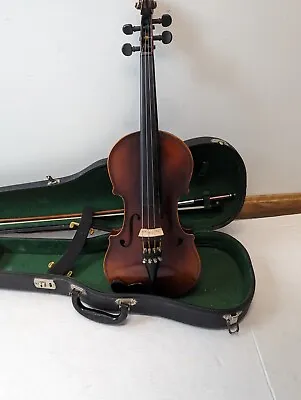 Vintage 4/4 Unbranded Violin With New Bow Kun Shoulder Rest And Hard Case • $179