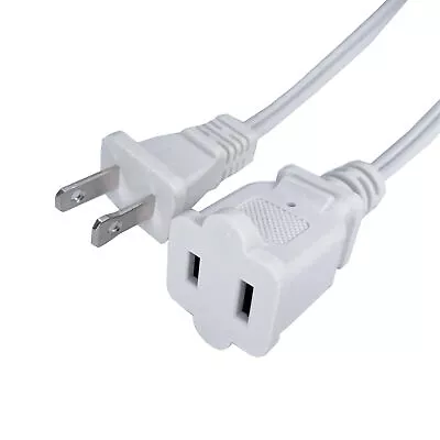 3Ft Extension Cord2 Prong Small Outlet Saver Power Extension Cord Indoor Whit... • $15.85