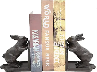 Rabbit Decorative Bookend Heavy Duty Cast Iron Book Ends Vintage Shelf Decor  • $38.26