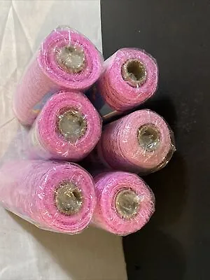 Decorative Mesh 6 In X 5 Yds  New Sealed Pink Lot Of 6 Rolls Crafts Wreath • $14