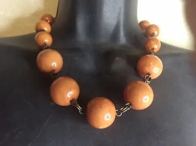 Vintage 1930 Fall Autumn Large Bead Chain Link Necklace • $20