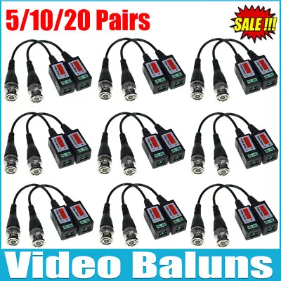 5-20 Pairs CCTV Camera Passive Video Balun BNC Connector Coaxial Cable Adapter • $7.99