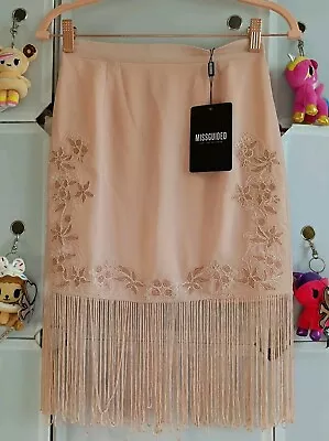 Nude Pink Tassel Skirt Missguided Size UK 8 New With Tags Summer Mini  • £6