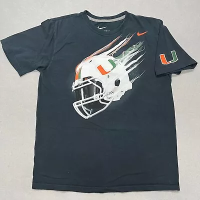 Miami Hurricanes Shirt Adult Medium Black Orange UM Football Outdoor Nike Mens • $14.02