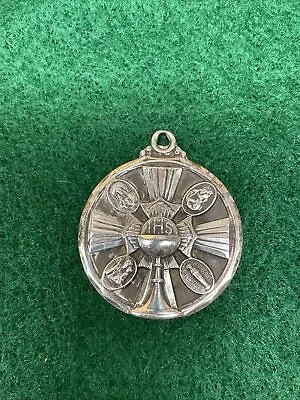 Beautiful & Unusual Vintage Sterling IHS Chalice/Host Medal Catholic Religious • $37.50