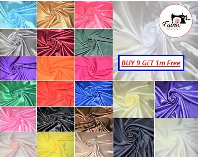 £0.99 • Buy Silky Satin Fabric Dress Craft Fabric Plain Luxury Wedding Material 150 Cm Wide