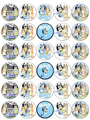 30 Bluey Family Edible Wafer Paper Cupcake Toppers Wafer Paper Fairy Cake Topper • £2.50