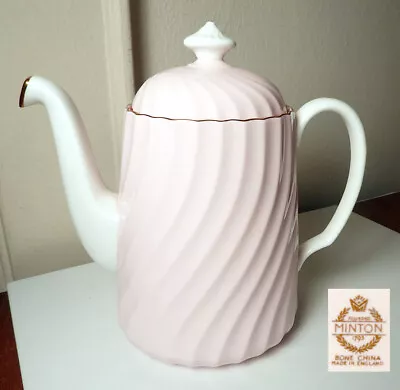 Minton SHELL PINK /GOLD Coffee Pot RARE Mint Condition • $124.95