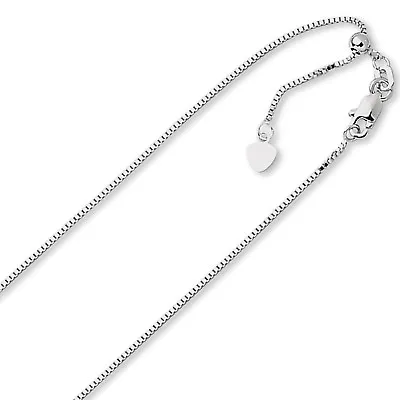 .85mm Solid Adjustable Box Chain Necklace REAL 14K White Gold Up To 22  3.3grm • $296.99