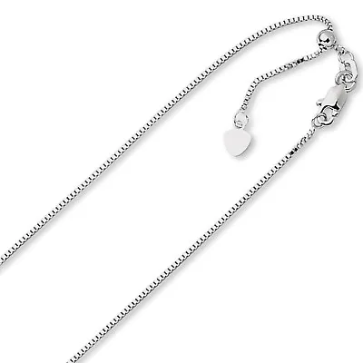 .85mm Solid Adjustable Box Chain Necklace REAL 14K White Gold Up To 30  4.3grm • $318.99